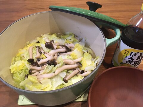 冬の蒸し鍋（具材は３つ！白菜、豚肉、きのこ)